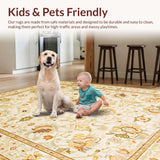 Ultra Soft Area Rug, Non Slip, Stain Resistant, Washable Area Rugs for Living Room, Bedroom, Elegant Earthy Floral Motif(Beige)