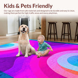Ultra Soft Area Rug, Non Slip, Stain Resistant, Washable Area Rugs for Living Room, Bedroom, Tie-Dyed Hot Pink Rainbow Kids Playroom Rug(Orange)