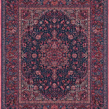 Ultra Soft Area Rug, Non Slip, Stain Resistant, Washable Area Rugs for Living Room, Bedroom, Velvet Mauve Splendor Carpet With Artistic Navy Medallion Design Elements(Blue)