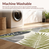 Ultra Soft Area Rug, Non Slip, Stain Resistant, Washable Area Rugs for Living Room, Bedroom, Elegant Earthy Monstera Motif(Gray)