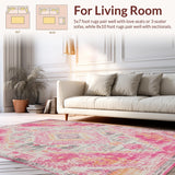 Ultra Soft Area Rug, Non Slip, Stain Resistant, Washable Area Rugs for Living Room, Bedroom, Vibrant Boho Lattice Creation(Pink)