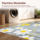 Ultra Soft Area Rug, Non Slip, Stain Resistant, Washable Area Rugs for Living Room, Bedroom, Modern Whimsical Petal Design(Gray)