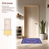Ultra Soft Area Rug, Non Slip, Stain Resistant, Washable Area Rugs for Living Room, Bedroom, Vibrant Paisley Design Area Rug(Purple)