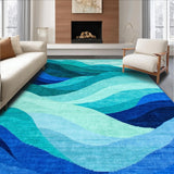 Ultra Soft Area Rug, Non Slip, Stain Resistant, Washable Area Rugs for Living Room, Bedroom, Whimsical Blue Swirl Theme(Blue)