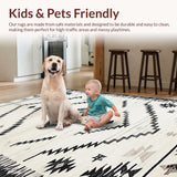 Ultra Soft Area Rug, Non Slip, Stain Resistant, Washable Area Rugs for Living Room, Bedroom, Elegant Neutral Geometric Motif(Gray)
