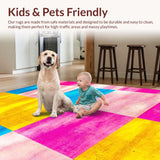 Ultra Soft Area Rug, Non Slip, Stain Resistant, Washable Area Rugs for Living Room, Bedroom, Joyful Brightly Colored Imagery(Pink)