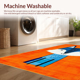 Ultra Soft Area Rug, Non Slip, Stain Resistant, Washable Area Rugs for Living Room, Bedroom, Dynamic Animated Wolf Imagery(Orange)