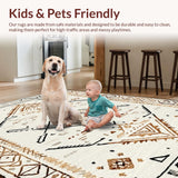 Ultra Soft Area Rug, Non Slip, Stain Resistant, Washable Area Rugs for Living Room, Bedroom, Rustic Textured Layered Look(Beige)