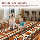 Ultra Soft Area Rug, Non Slip, Stain Resistant, Washable Area Rugs for Living Room, Bedroom, Eclectic Warm Toned Medallion Look(Orange)