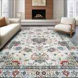 Ultra Soft Area Rug, Non Slip, Stain Resistant, Washable Area Rugs for Living Room, Bedroom, Rustic Neutral Tiled Pattern(Beige)