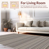 Ultra Soft Area Rug, Non Slip, Stain Resistant, Washable Area Rugs for Living Room, Bedroom, Stylish Natural Fiber Rustic Vibe(Gray)