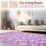 Ultra Soft Area Rug, Non Slip, Stain Resistant, Washable Area Rugs for Living Room, Bedroom, Youthful Elegant Bloom Pattern(Purple)