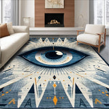 Ultra Soft Area Rug, Non Slip, Stain Resistant, Washable Area Rugs for Living Room, Bedroom, Evil Eye Ethnic Patterned Accent(Blue)