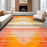 Ultra Soft Area Rug, Non Slip, Stain Resistant, Washable Area Rugs for Living Room, Bedroom, Vibrant Abstract Rainbow Motif(Orange)