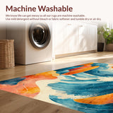 Ultra Soft Area Rug, Non Slip, Stain Resistant, Washable Area Rugs for Living Room, Bedroom, Whimsical Surfboard Area Rug with Colorful Beach Elements(Blue)