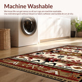 Ultra Soft Area Rug, Non Slip, Stain Resistant, Washable Area Rugs for Living Room, Bedroom, Native American Inspired Design(Brown)