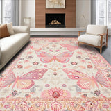 Ultra Soft Area Rug, Non Slip, Stain Resistant, Washable Area Rugs for Living Room, Bedroom, Vibrant Floral Boho Inspiration(Ivory)
