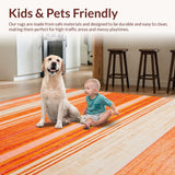 Ultra Soft Area Rug, Non Slip, Stain Resistant, Washable Area Rugs for Living Room, Bedroom, Artful Stripes with Playful Vibes(Orange)