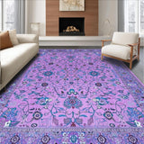 Ultra Soft Area Rug, Non Slip, Stain Resistant, Washable Area Rugs for Living Room, Bedroom, Rustic Blue Toned Botanical Motif(Purple)