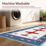Ultra Soft Area Rug, Non Slip, Stain Resistant, Washable Area Rugs for Living Room, Bedroom, Nautical Blue Tone Design(Red)
