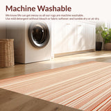 Ultra Soft Area Rug, Non Slip, Stain Resistant, Washable Area Rugs for Living Room, Bedroom, Beige Area Linear Terracotta(Orange)