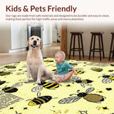 Ultra Soft Area Rug, Non Slip, Stain Resistant, Washable Area Rugs for Living Room, Bedroom, Kawaii Bee Pastel Aesthetic(Black)