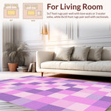 Ultra Soft Area Rug, Non Slip, Stain Resistant, Washable Area Rugs for Living Room, Bedroom, Elegant Pastel Grid Design(Purple)