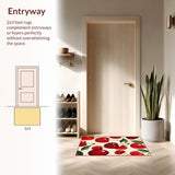 Ultra Soft Area Rug, Non Slip, Stain Resistant, Washable Area Rugs for Living Room, Bedroom, Quirky Cute Fruit-Inspired Decor(Red)