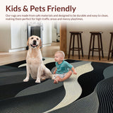 Ultra Soft Area Rug, Non Slip, Stain Resistant, Washable Area Rugs for Living Room, Bedroom, Minimalist Chic Linear Arrangement(Black)