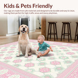 Ultra Soft Area Rug, Non Slip, Stain Resistant, Washable Area Rugs for Living Room, Bedroom, Elegant Soft Color Palette Design(Pink)