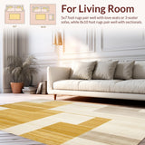 Ultra Soft Area Rug, Non Slip, Stain Resistant, Washable Area Rugs for Living Room, Bedroom, Minimalist Beige and Gold Geometric Patterned Area for Style(Gold)