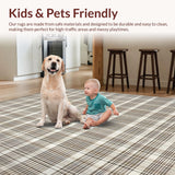 Ultra Soft Area Rug, Non Slip, Stain Resistant, Washable Area Rugs for Living Room, Bedroom, Warm Classic Checkered Aesthetic(Beige)
