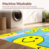 Ultra Soft Area Rug, Non Slip, Stain Resistant, Washable Area Rugs for Living Room, Bedroom, Colorful Happy Expressions Pattern(Yellow)