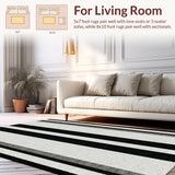 Ultra Soft Area Rug, Non Slip, Stain Resistant, Washable Area Rugs for Living Room, Bedroom, Bold Contrast: Black & White Stripe Modern Floor Rug(Gray)