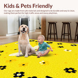 Ultra Soft Area Rug, Non Slip, Stain Resistant, Washable Area Rugs for Living Room, Bedroom, Vibrant Nature-Inspired Round Decor(Yellow)
