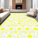 Ultra Soft Area Rug, Non Slip, Stain Resistant, Washable Area Rugs for Living Room, Bedroom, Sanctuary with Delicate Floral Accents(Yellow)