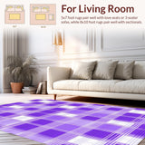 Ultra Soft Area Rug, Non Slip, Stain Resistant, Washable Area Rugs for Living Room, Bedroom, Dynamic Abstract Checkerboard Theme(Purple)