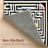 Ultra Soft Area Rug, Non Slip, Stain Resistant, Washable Area Rugs for Living Room, Bedroom, Vivid Geometric Fantasy Motif(Black)