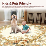 Ultra Soft Area Rug, Non Slip, Stain Resistant, Washable Area Rugs for Living Room, Bedroom, Chic Floral Design Area with Intricate Paisley(Beige)
