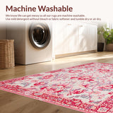 Ultra Soft Area Rug, Non Slip, Stain Resistant, Washable Area Rugs for Living Room, Bedroom, Elegant Vintage Petal Pattern(Pink)