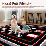 Ultra Soft Area Rug, Non Slip, Stain Resistant, Washable Area Rugs for Living Room, Bedroom, Bold Red and White Dice Aesthetic(White)