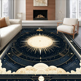 Ultra Soft Area Rug, Non Slip, Stain Resistant, Washable Area Rugs for Living Room, Bedroom, Elegant Minimalist Lunar Design(Black)