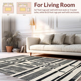 Ultra Soft Area Rug, Non Slip, Stain Resistant, Washable Area Rugs for Living Room, Bedroom, Savanna Inspired Striped Carpet, Contemporary Graphic Print Rug, Artistic(Black)