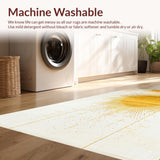 Ultra Soft Area Rug, Non Slip, Stain Resistant, Washable Area Rugs for Living Room, Bedroom, Lively Geometric Rainbow Fusion(Gold)