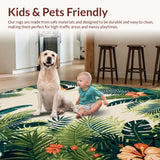 Ultra Soft Area Rug, Non Slip, Stain Resistant, Washable Area Rugs for Living Room, Bedroom, Tropical Flora Abstract Motif(Beige)