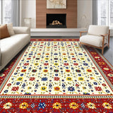Ultra Soft Area Rug, Non Slip, Stain Resistant, Washable Area Rugs for Living Room, Bedroom, Eclectic Bright Abstract Design(Red)