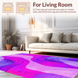 Ultra Soft Area Rug, Non Slip, Stain Resistant, Washable Area Rugs for Living Room, Bedroom, Lively Pastel Shag Design(Purple)