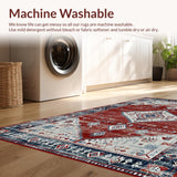 Ultra Soft Area Rug, Non Slip, Stain Resistant, Washable Area Rugs for Living Room, Bedroom, Contemporary Distressed Geometric Charm(Red)