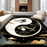 Ultra Soft Area Rug, Non Slip, Stain Resistant, Washable Area Rugs for Living Room, Bedroom, Sleek Contemporary Rounded Design(Black)