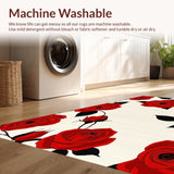 Ultra Soft Area Rug, Non Slip, Stain Resistant, Washable Area Rugs for Living Room, Bedroom, Charming Transitional Rose Aesthetic(Red)